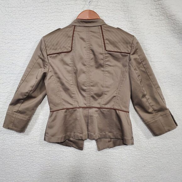 Women's White House Black Market Military Shoulder Front Zip Jacket Size 4 - Picture 2 of 16